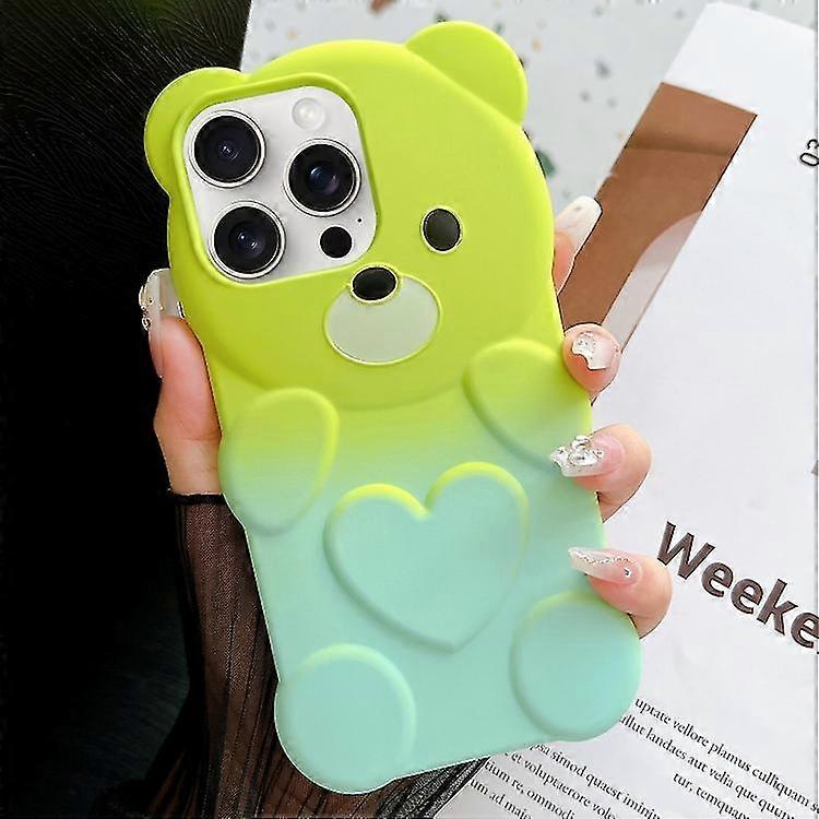 25-26 For iPhone 12 Bear Shape Oil-sprayed Gradient TPU Phone Case