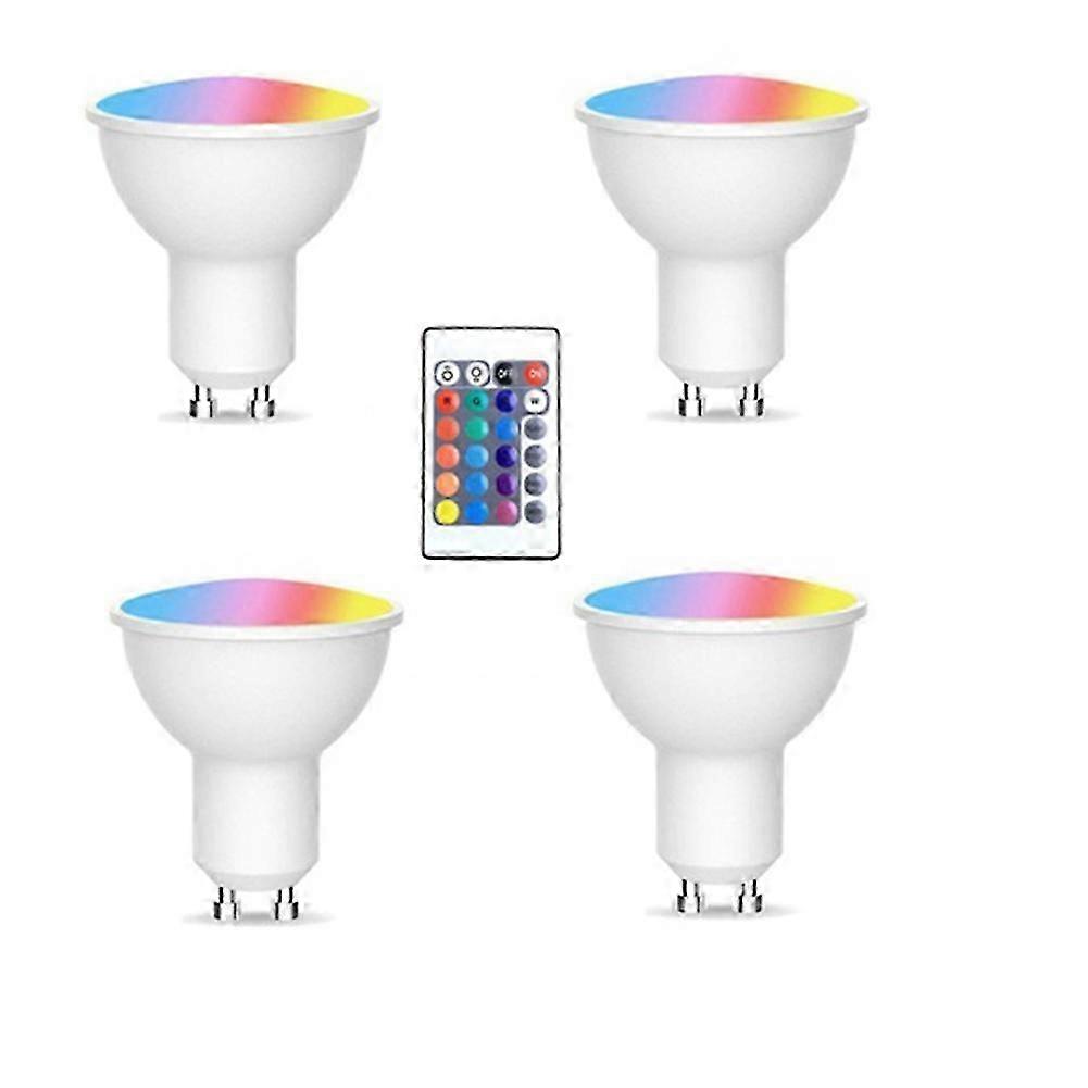 4pcs Gu10 Bulbs and 1remote Control with Memory Function 17colors Changeable Spot Ligh 4dynamic Lighting Modes Spotlight