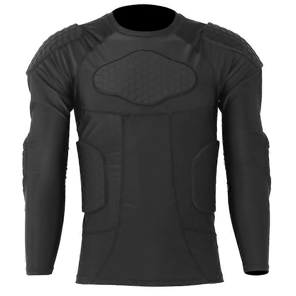 לעבות נגד התנגשות מגן חזה הגנה ארוך שרוול ספורט חליפת גרביונים לכדורגל כדורסל סקי אימון ציוד מגן שחור