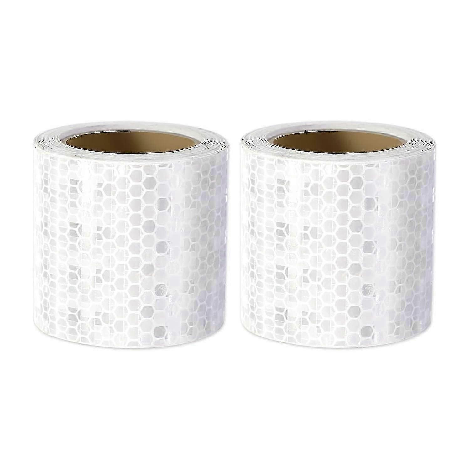 White Reflective Safety Tape, 2 Rolls 3M x 5CM No Residue Reflector Tape Self-Adhesive Security Marking Tape
