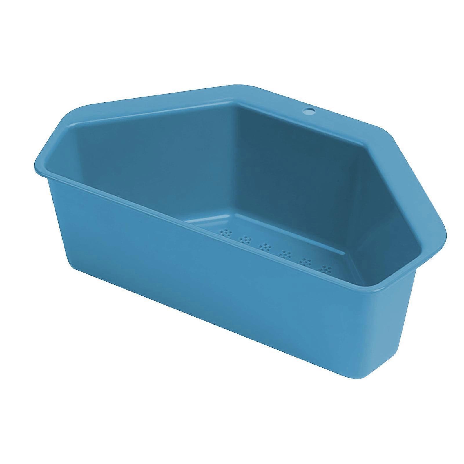 Blue Triangle Drain Basket Compatible with Kitchen Sink, Suction Cup Filter & Storage Rack for Vegetables, Dishwashing Pool Rag Organizer