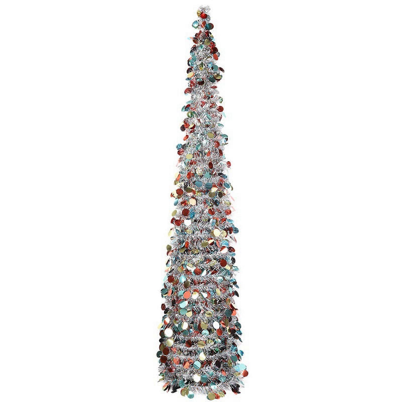 5FT Popup Collapsible Christmas Sequin Tinsel Artificial Christmas Tree With Stand Christmas Decorations