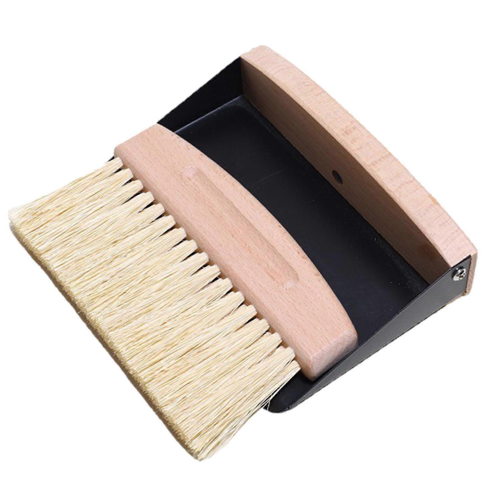 Small Brush and Angled Dustpan Set for Tight Space Cleaning Beechwood Handle Sisal Bristles