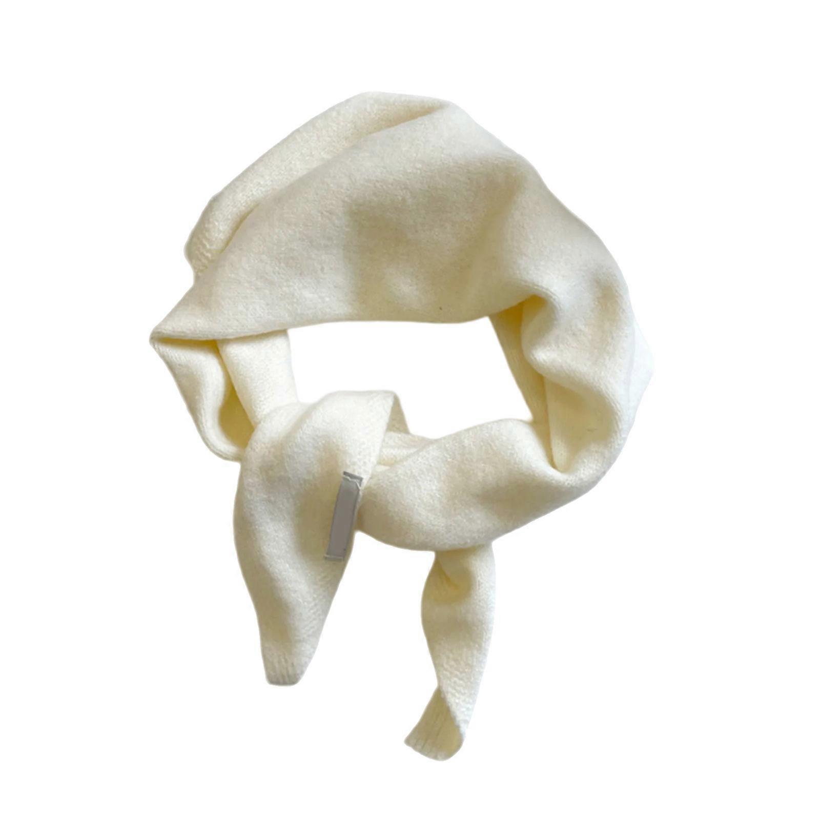 Multiple Functional Winter Scarf For Women Soft Weave Trilateral Plan Thin Fashion Addition For Cold Weather  White