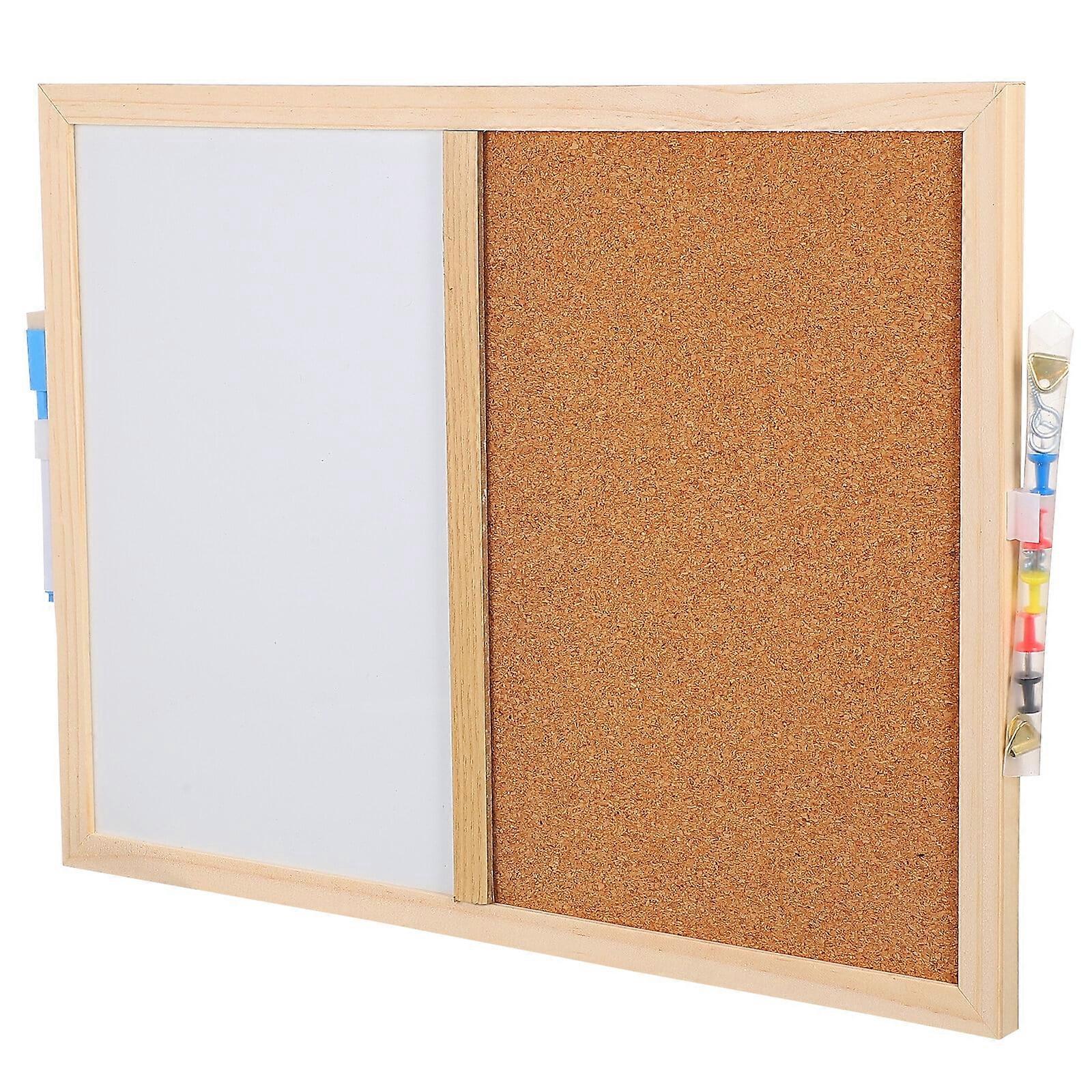 White Cork and Whiteboard Combination Memo Display Message Single Sided Note Wooden Frame