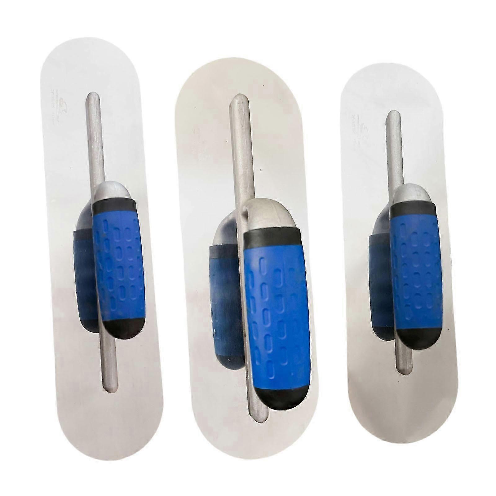 3 Pieces Rounded Corner Masonry Trowels Set with Ergonomic Handles Flat Finishing Tools for Plastering and Filling Job