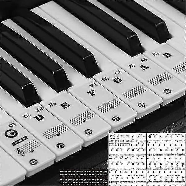 Piano Keyboard Stickers - 88/61/54/49/37 Keys, Transparent and Removable Full Set