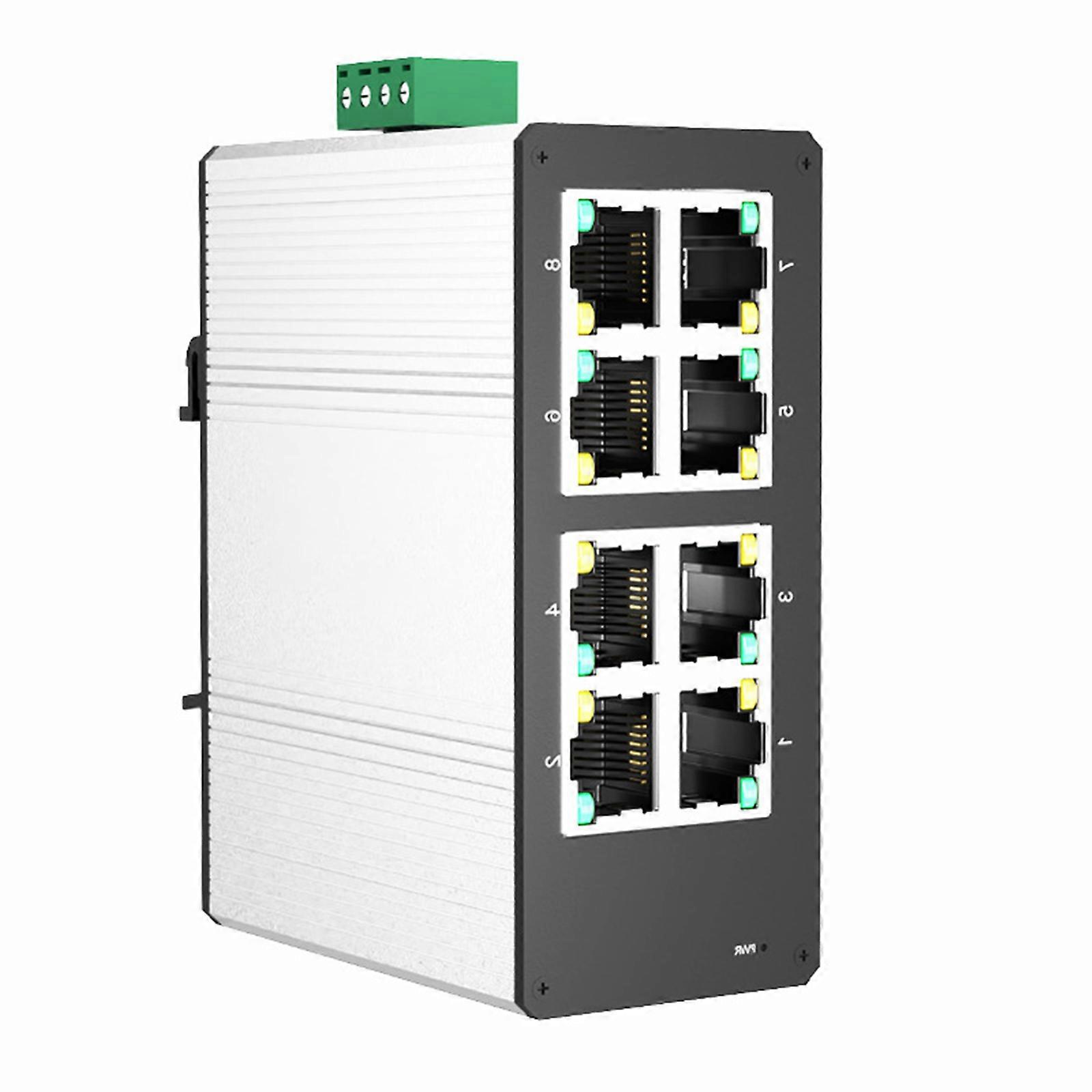 Fast Speed 8 Port Mini Industrial Gigabit Switches Aluminum Build Optimized For Office And Narrow Areas Multicolor