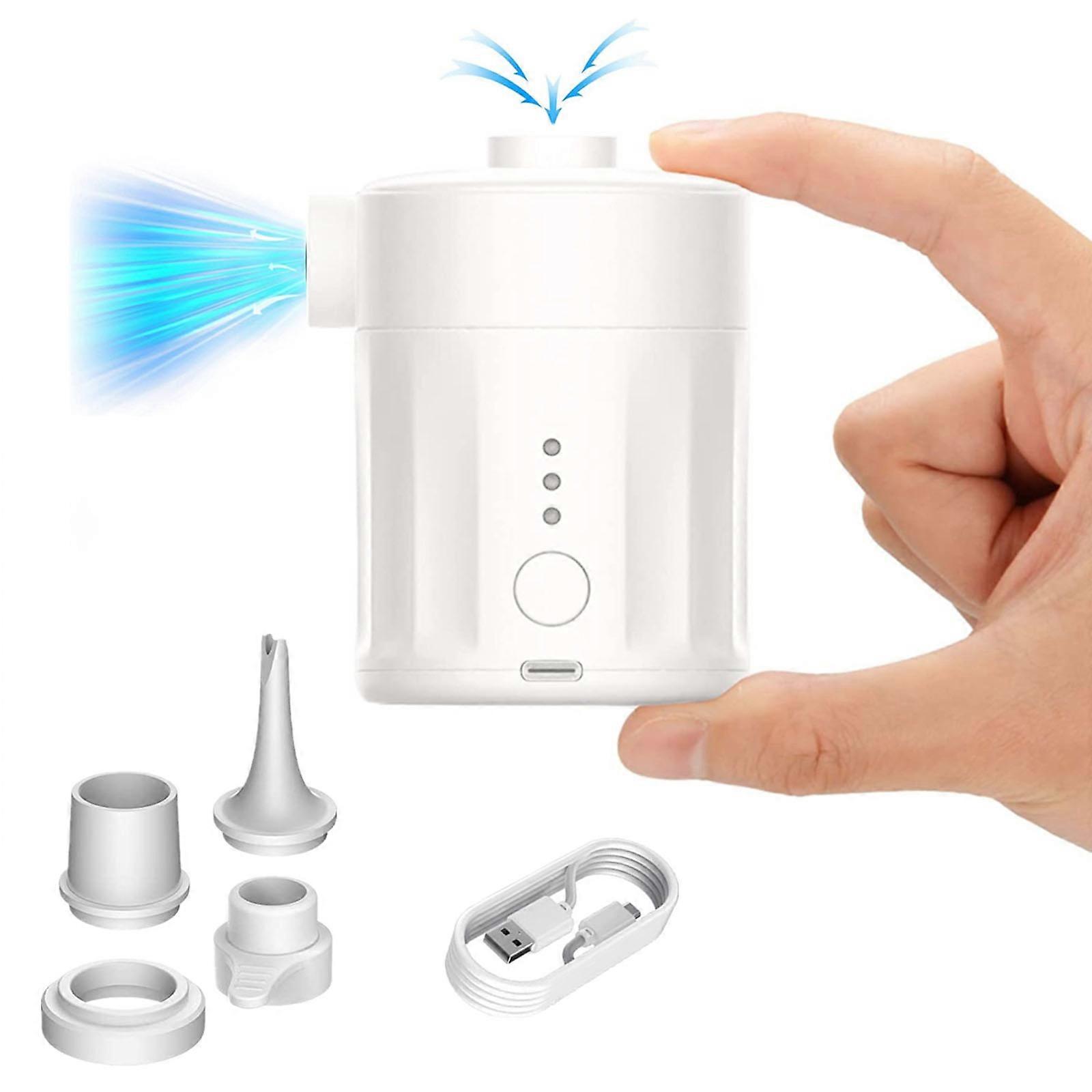 Rechargeable Mobile Inflator With 4 Nozzles Fast Inflation For Pool Hovers Air Mattress Stretching Sphere Dense 164g Plan ABS Overwarm Security