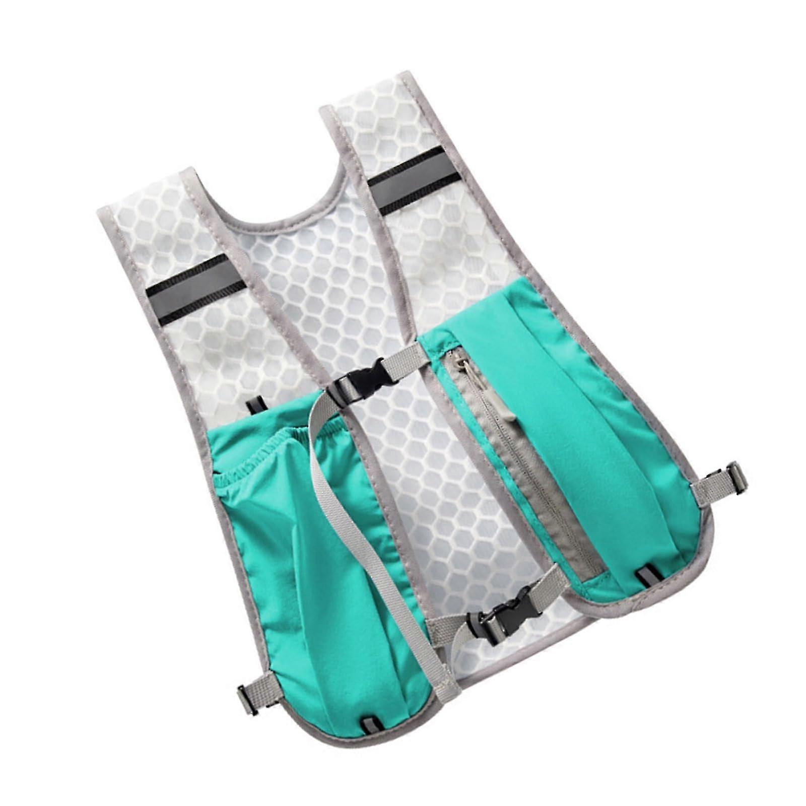 Running storage bag, large capacity, running backpack, water bottle holder, running vest, reflective, hydrated bag sky blue