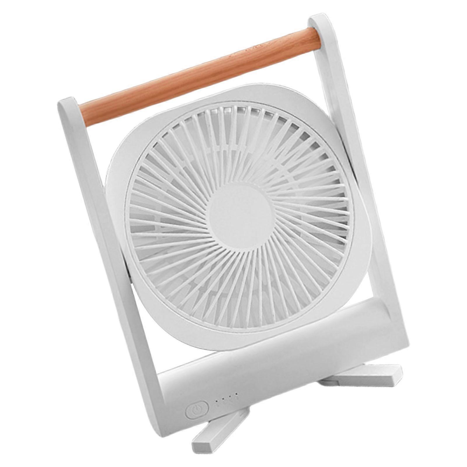 Práctico ventilador de mesa alimentado por USB con funcionamiento silencioso Ventilador de refrigeración por aire recargable con textura ABS para oficina o viaje Blanco