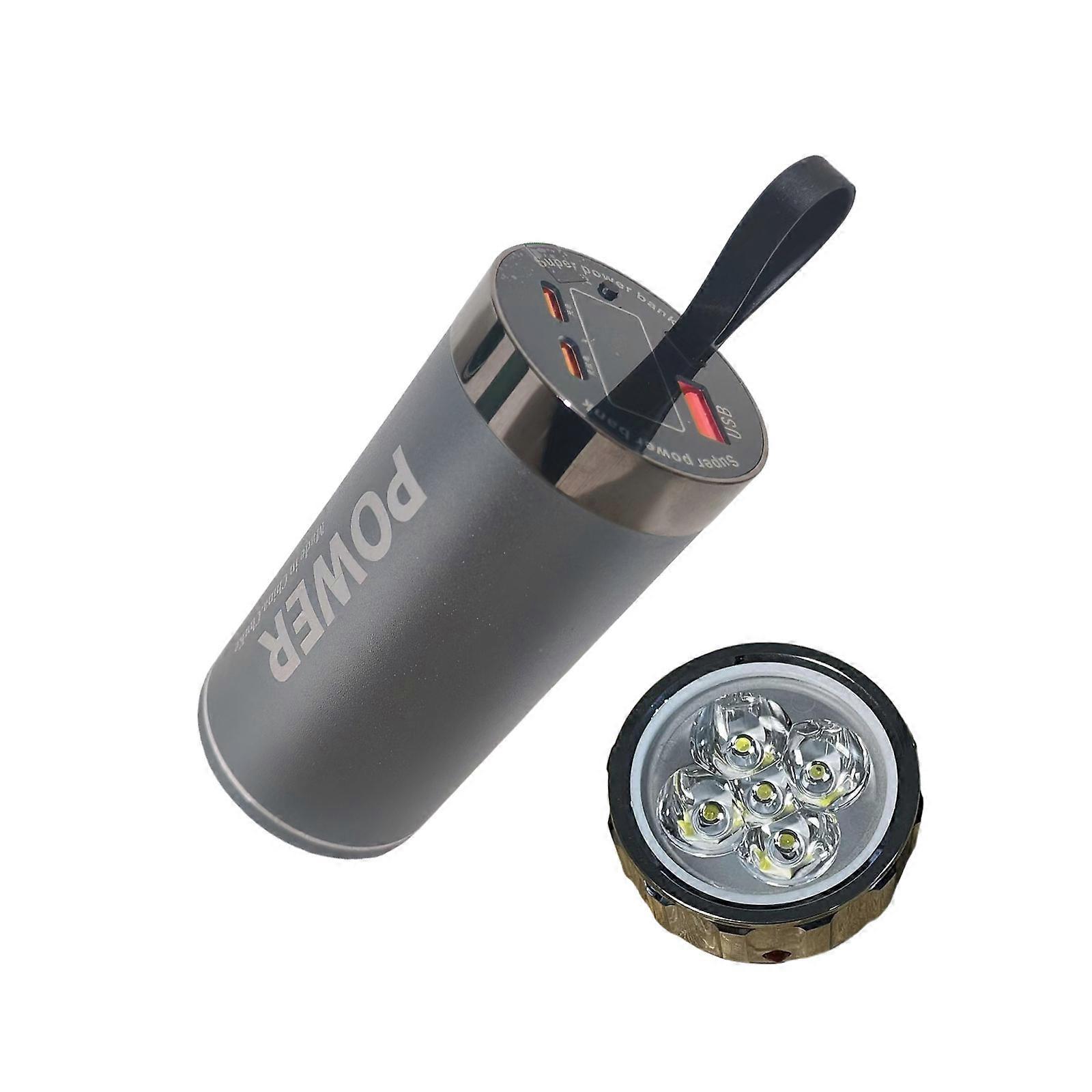 Power Banks Case Battery Charging Case with Flashlight Head 46800 Battery Holder Charging Box (Battery Not Included)  grey