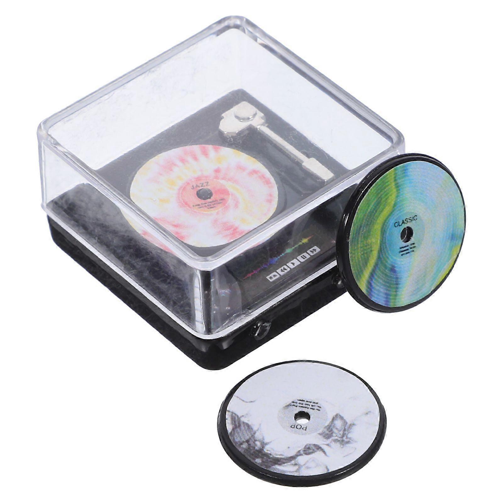 1 Set Dollhouse Cd Player Model: Mini Record Player With Records For Dollhouse - Tiny House Furniture Decoration For Creative Scene Setup