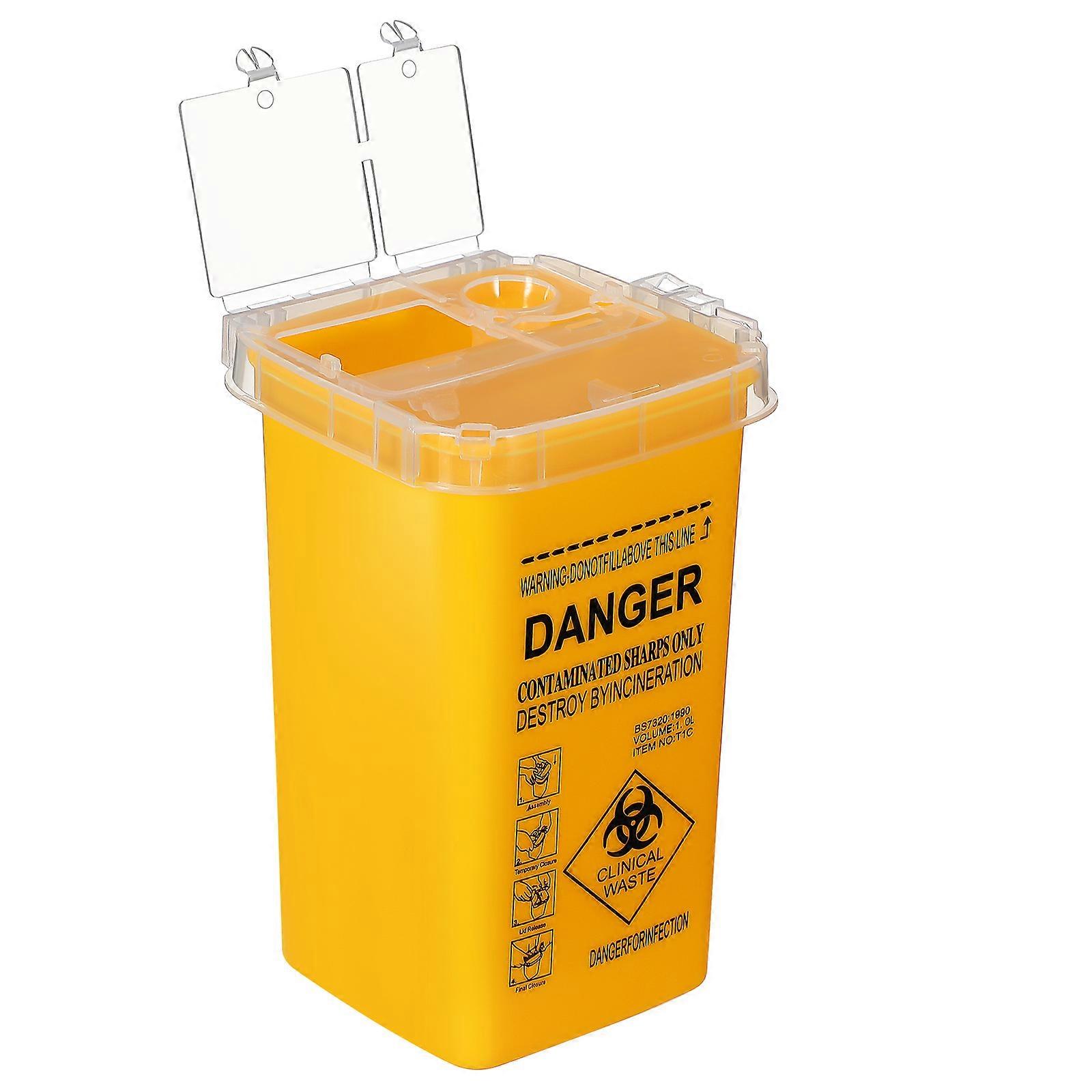Sharps Container Small Sharps Waste Bin Needle Disposal Container Needle Waste Box and Lid