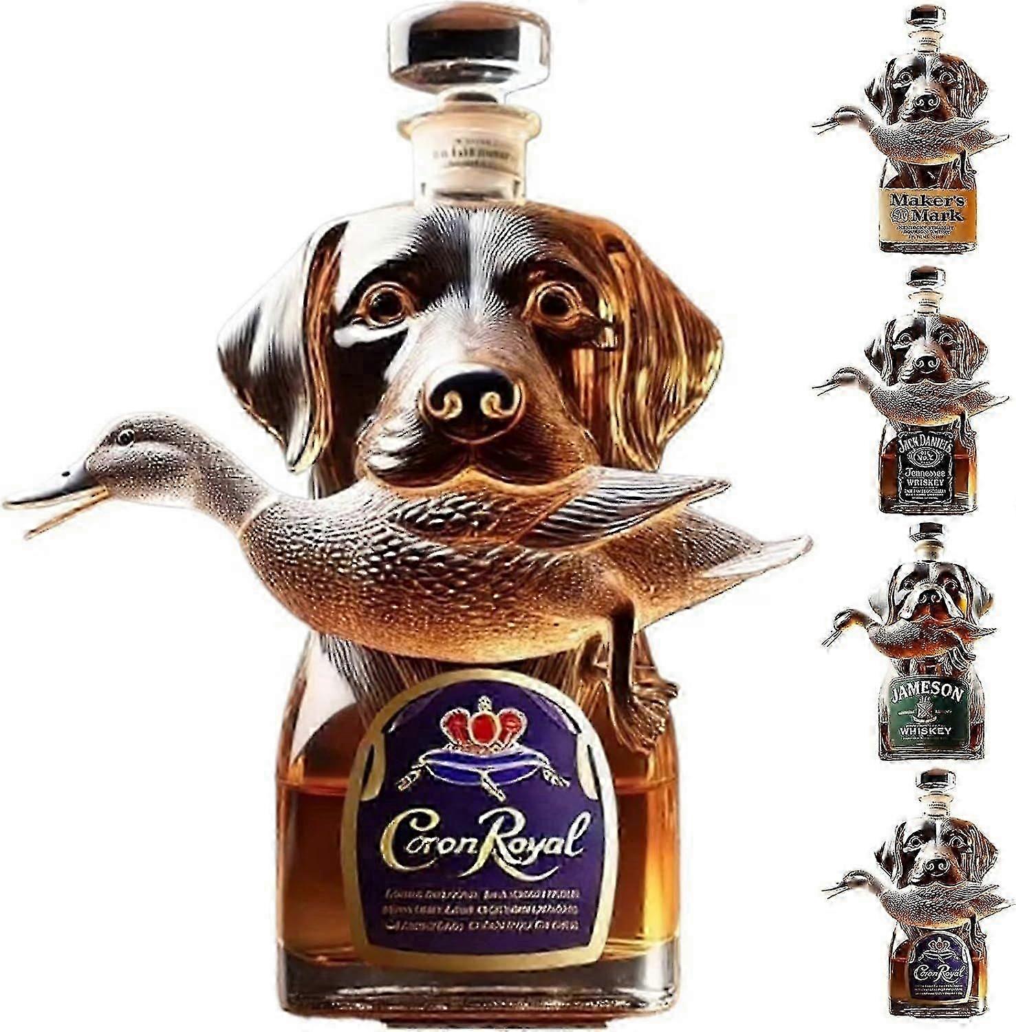 زجاجة ويسكي الصيد ، زجاجات النبيذ زجاجية مضحكة الألمانية ، فريدة من نوعها 3D محفورة الدورق النبيذ للرجال أبي ، هدية لعشاق الويسكي