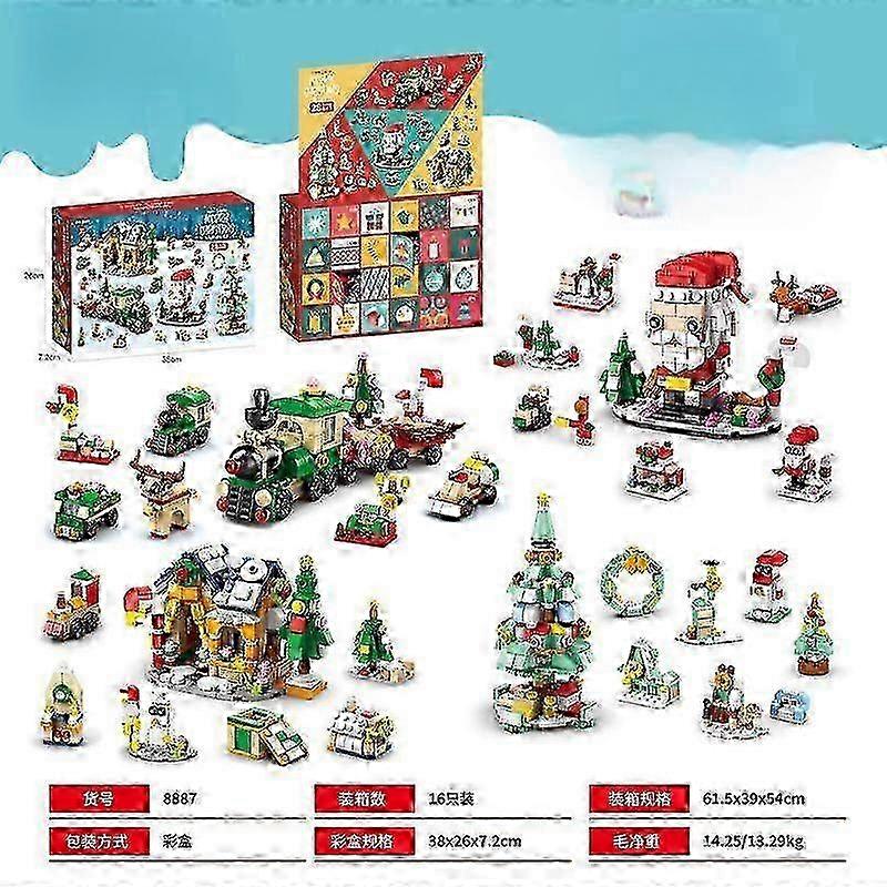 Christmas Building Blocks Advent Calendar for Kids with Santa Claus