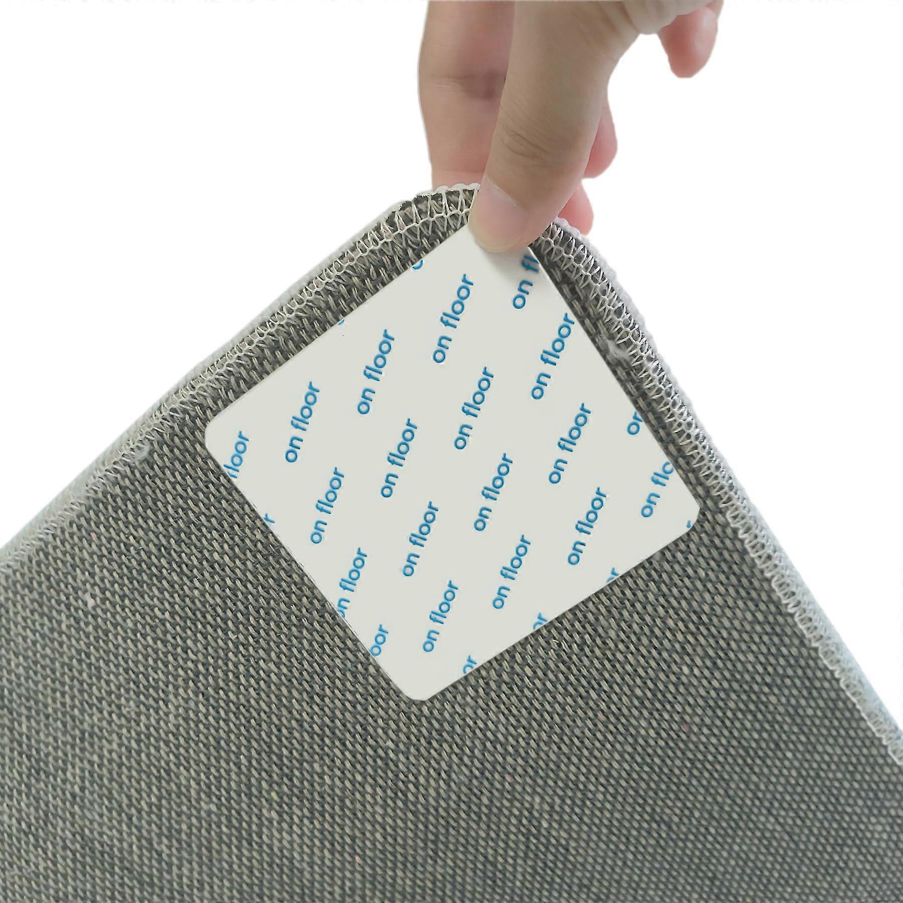 12 Pack Non Slip Rug Pad Grippers for Hardwood Floors and Tiles, Washable Reusable Carpet Tape