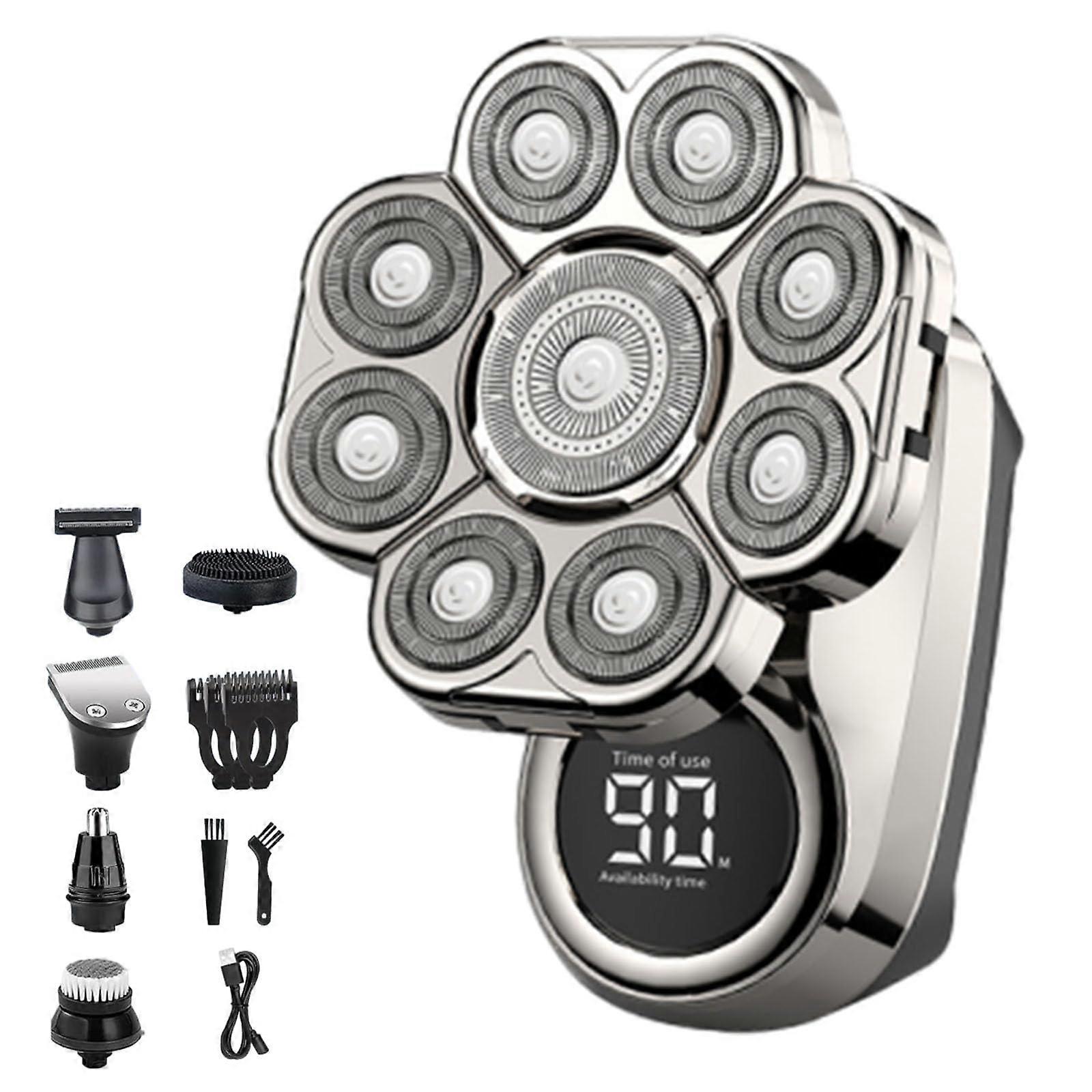 Head Shaver 9D Floating Blade, Cordless Razor with LED Display, IPX7 Wet Dry for Men (1 Set Silver)