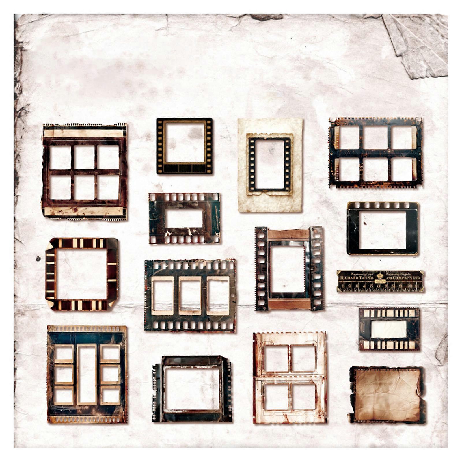 15Sheets Journaling Sticker Retro Burnished Edges Decorative Sticker For Journal Notebook Decoration Creative Project Multicolor