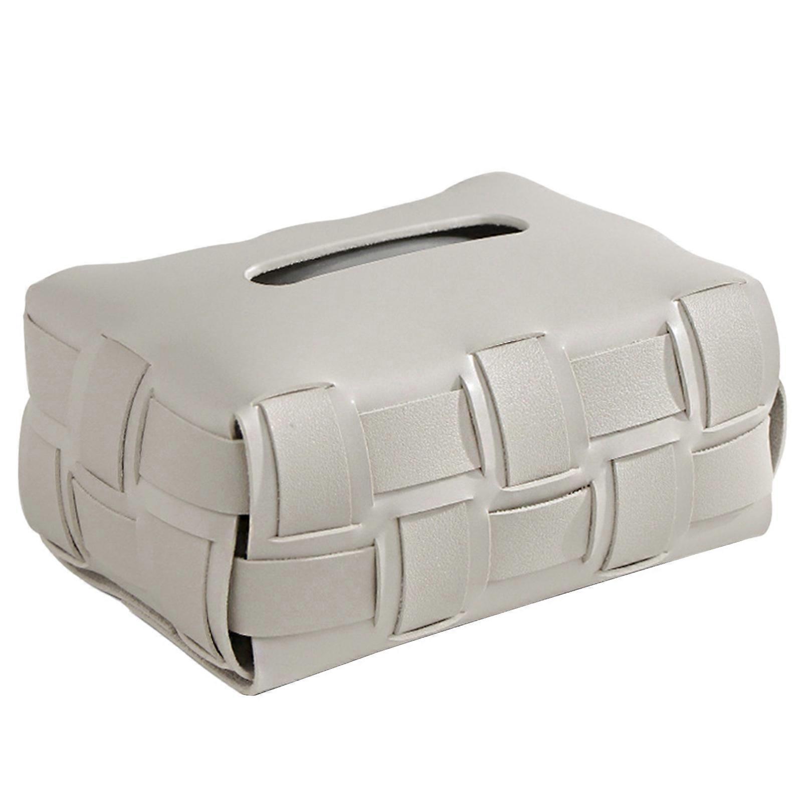 Woven Leather Tissue Container Elegant Tissue Container Easy Access Woven Tissue Container for Washroom Kitchen Multicolor
