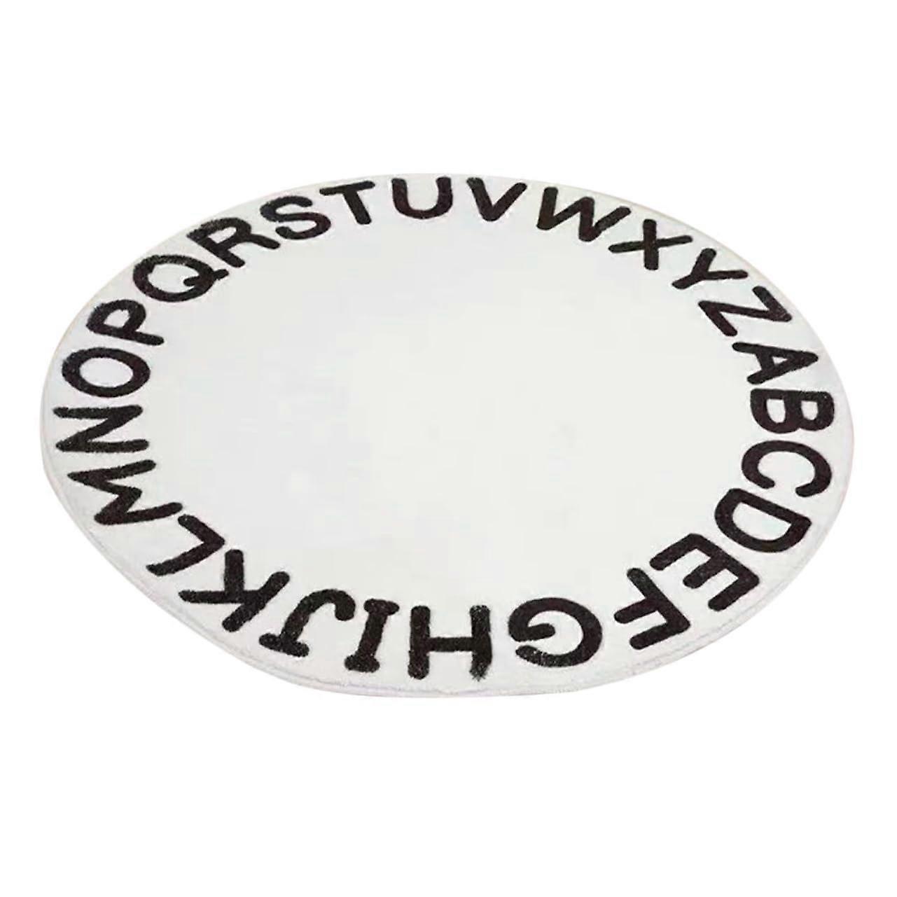 Round Area Rug with Alphabet Pattern Non Slip Soft Carpet for Kids Room and Living Room