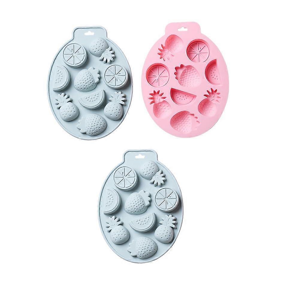Silicone Chocolate Molds Set of 3 Fruit Shape Baking Ice Cube Cake Tray Blue