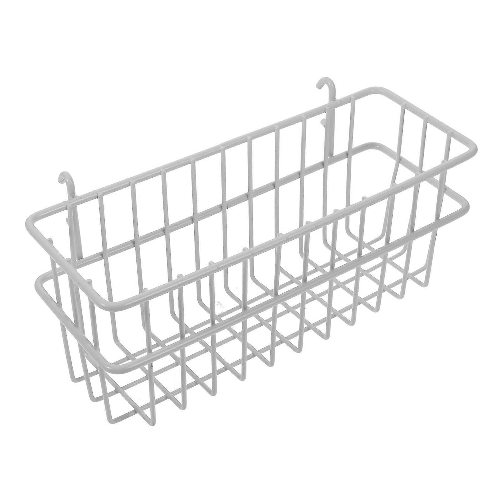 Pegboard Storage Basket White Metal Wall Organizer for Kitchen Use