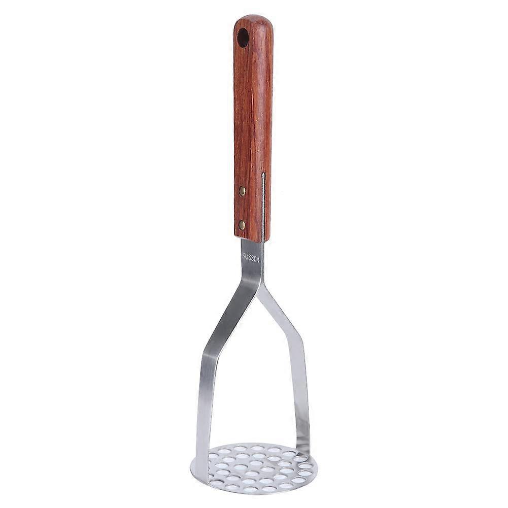 Stainless Steel Potato Masher SUS304 with Ergonomic Rosewood Handle and Precision Mesh Plate for Smooth Mashing