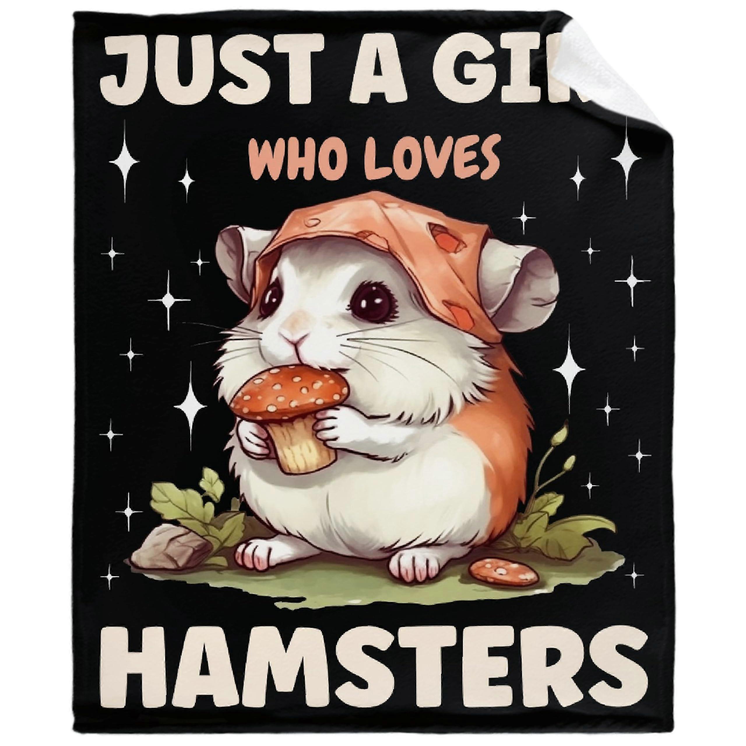 Hamster Blanket with Cute Hamster Design, Soft Warm Flannel Throw for Kids Sofa Bed 40x50