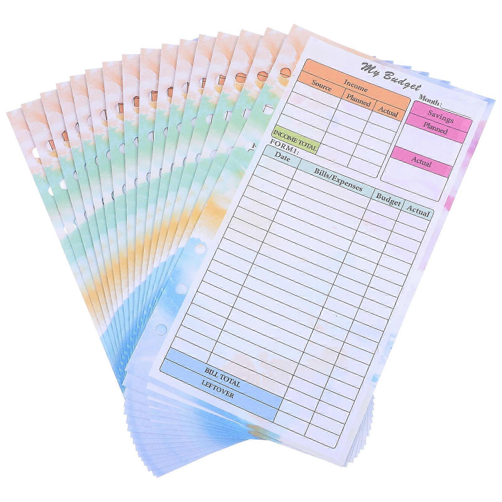 Budget Planner Refill 14 Sheets A6 Paper with Multi Colors for Office