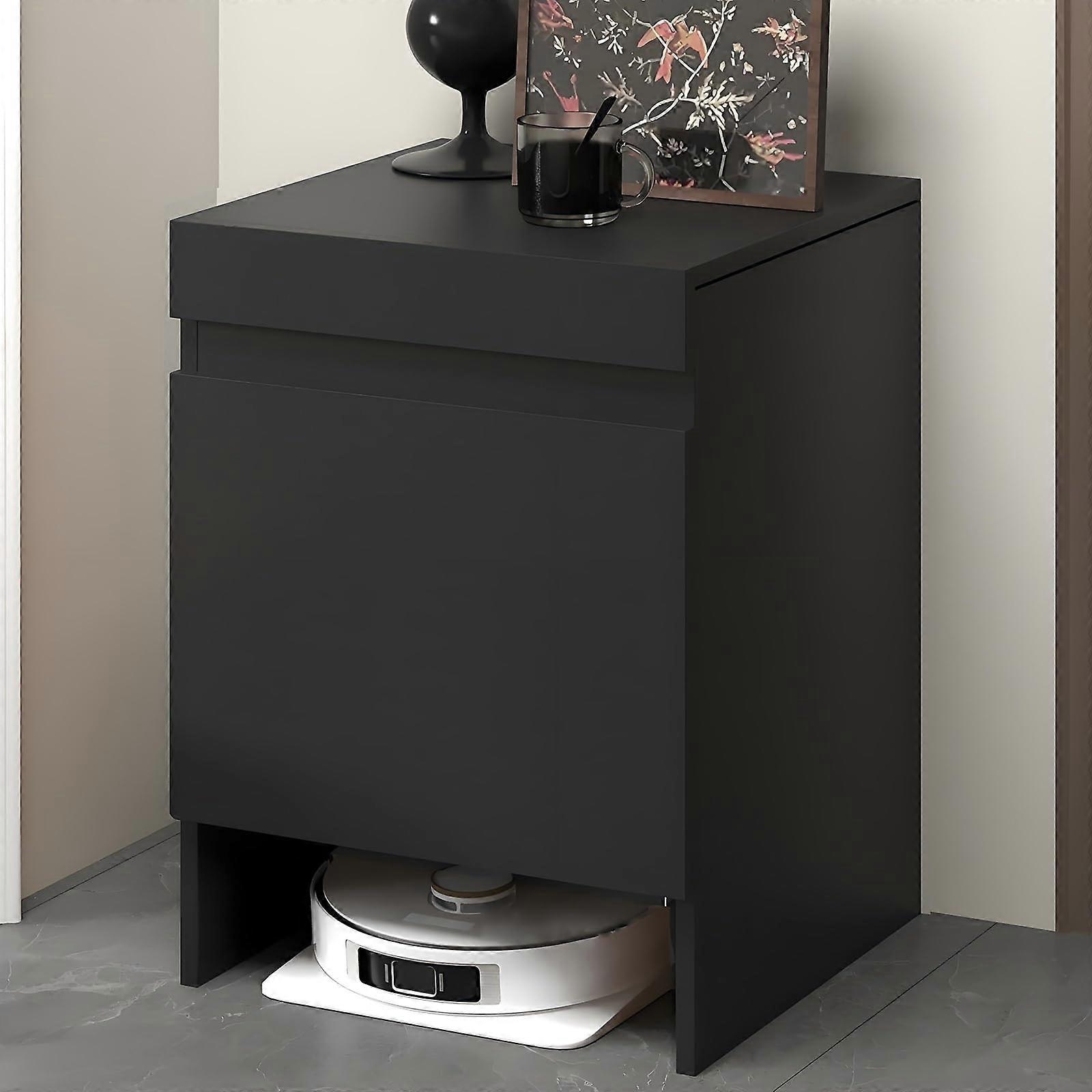 SpaceSaving Wooden Robot Vacuum Storage Cabinet with Doors and PullOut Drawer for Home