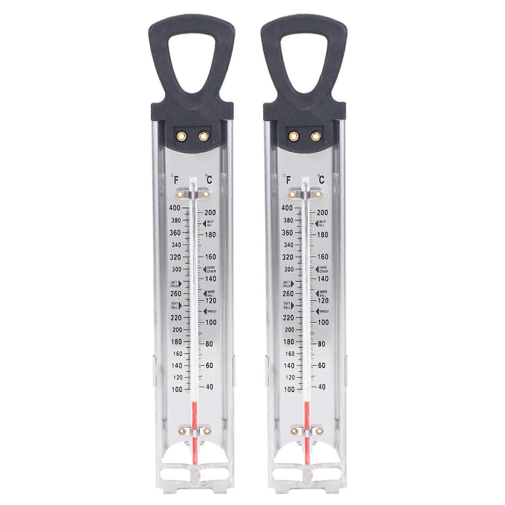 2X Candy/Jelly/Deep Fry Thermometer, Stainless Steel, with Pot Clip Attachment and Quick Reference Temperature Guide
