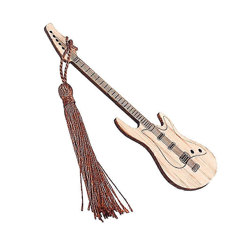 Guitar Shape Book Mark Bamboo for Decoration Use 3Pcs Practical Set