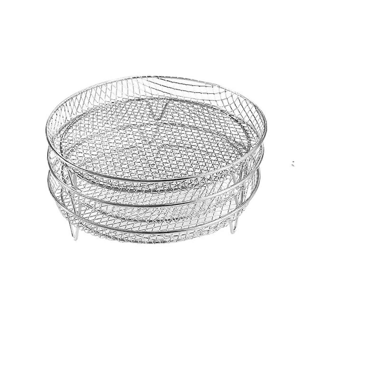 Air Fryer Rack and Steamer Basket Set, 3pcs Stackable Stainless Steel Round Mesh for MultiUse Cooking