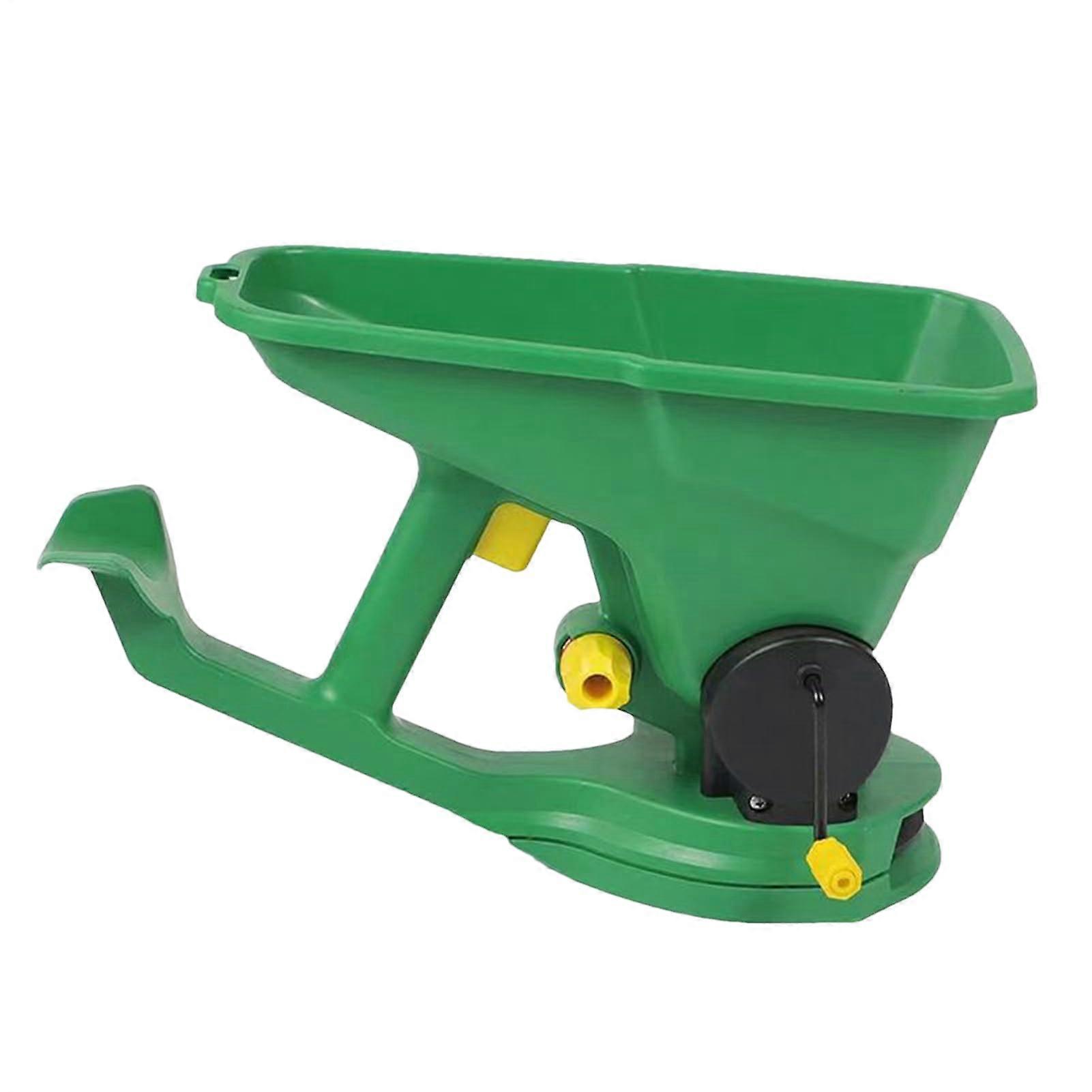 Handheld Seed Spreader with Adjustable Flow Control and Ergonomic Grip for Lawn Fertilizer