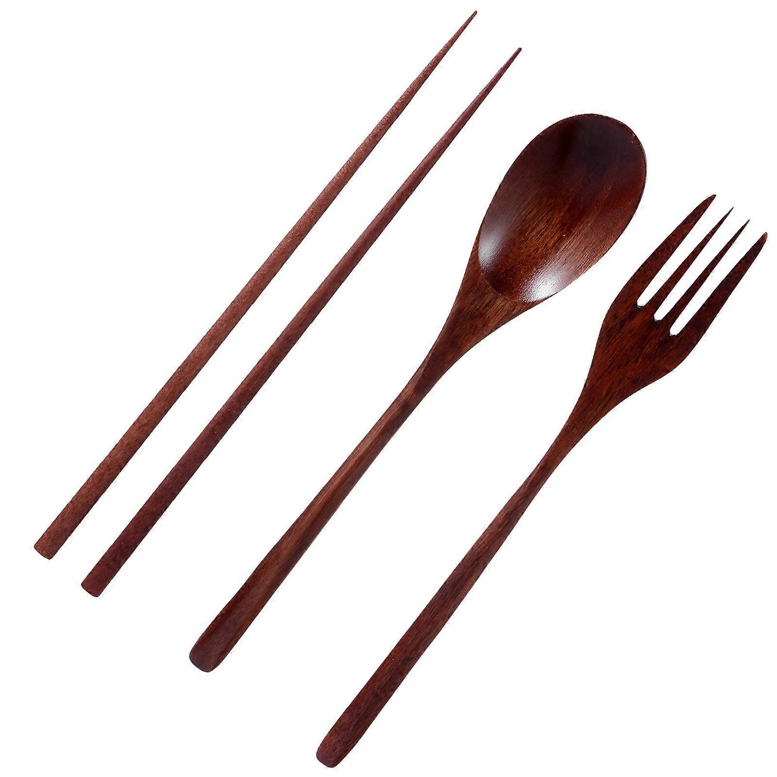 Wooden Tableware Set Chopsticks Spoon Fork for Kitchen Use 3Pcs Set