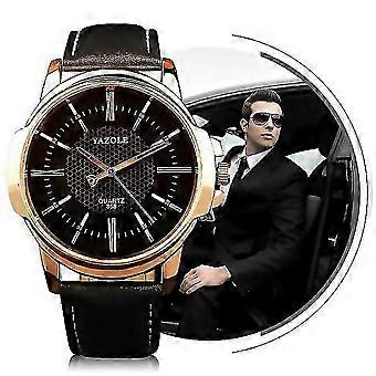 2025 Für 358 Yazole Herrenmode Business Wasserdichte Armbanduhr mit Lederarmband und Quarzwerk