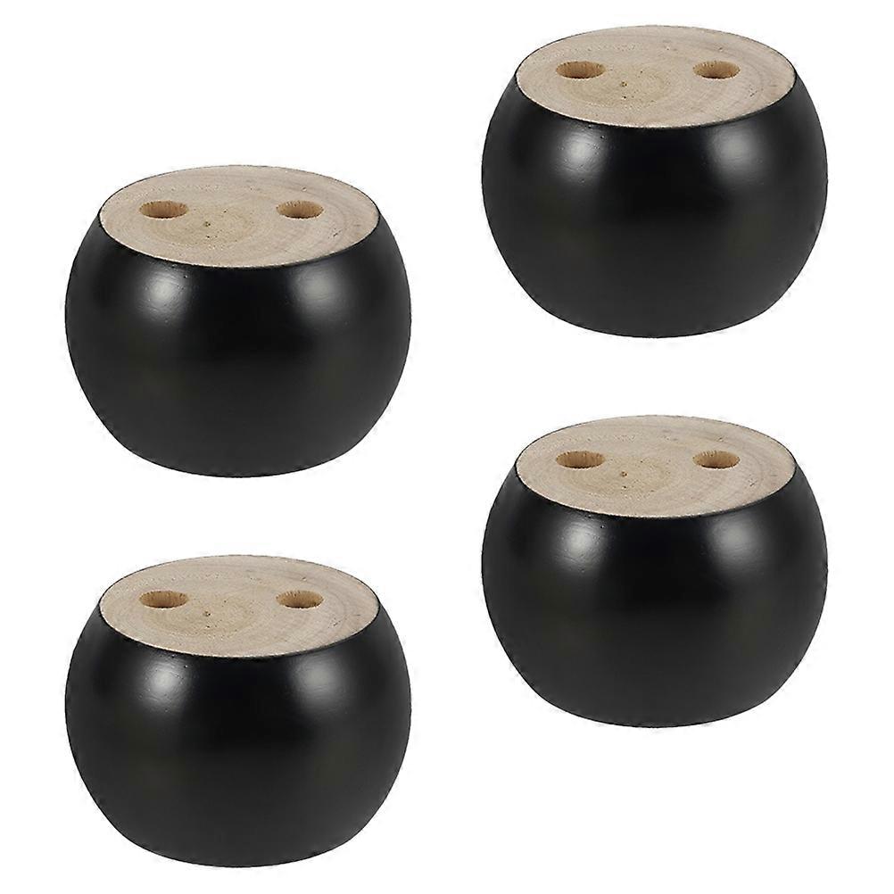 Runde Sofabeine aus Holz, 4er-Set, schwarz