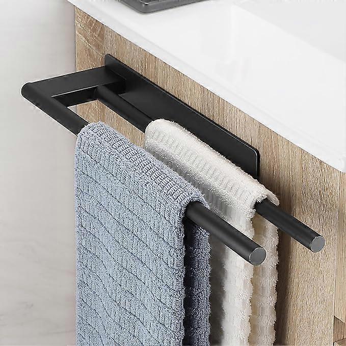 Double-layer towel rack, self-adhesive wall-mounted towel rack without drilling