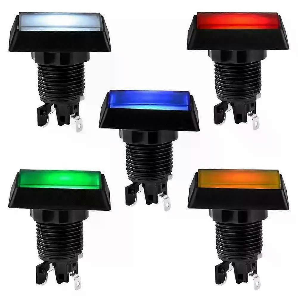 Arcade Push Buttons 5 Color Illuminated LED Light Lamp 30*50mm Rectangular Arcade Video Game Player Push Button With Microswitch