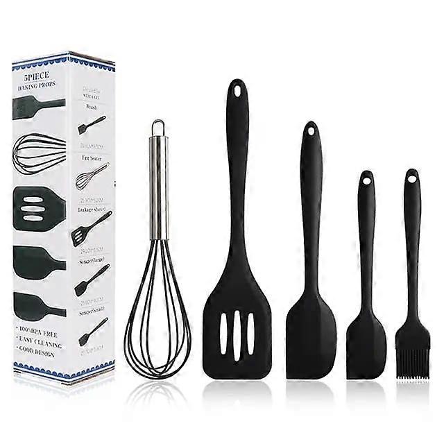 Silicone Basting Brush Set, Heat Resistant Baking Brushes, 5Piece Kitchen Pastry Tools, Black