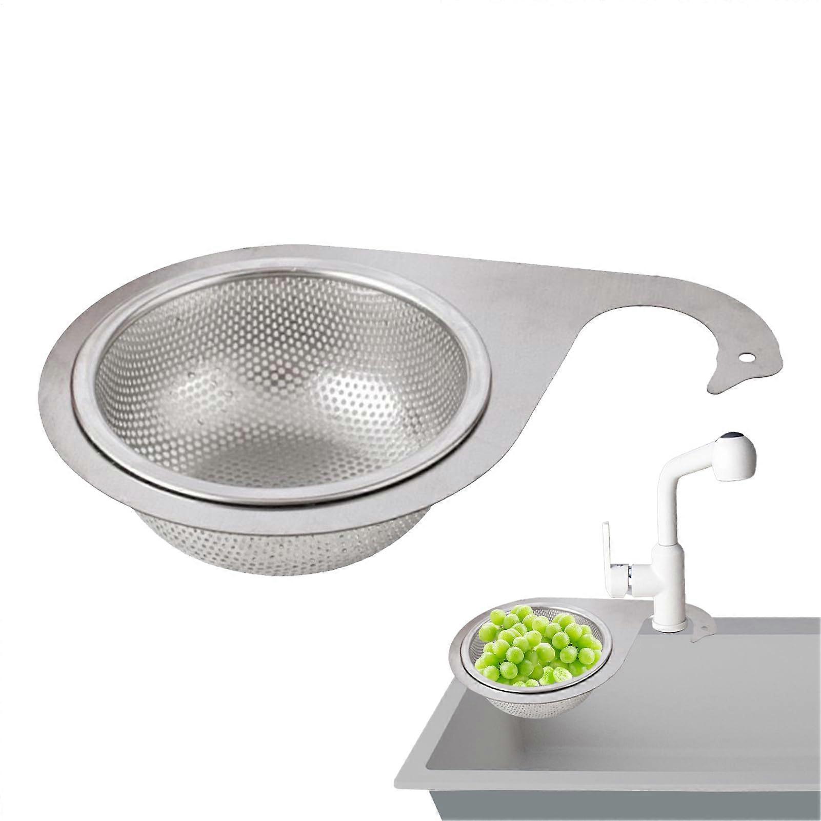 Stainless Steel Kitchen Sink Strainer Basket, Triangle AntiClog Design, SpaceSaving Large Capacity