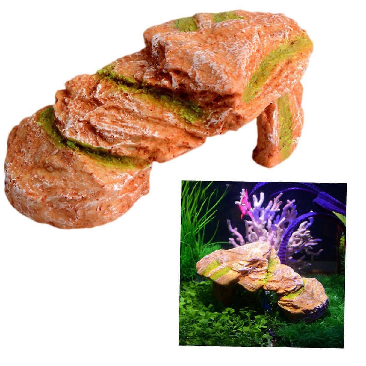 Turtle Basking Platform with Realistic Terrace Design, Durable Resin Aquarium Turtle Dock