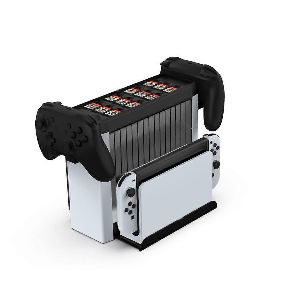 Game Storage Tower Large Capacity Organizer for Nintendo Switch Discs Cards Controllers Dock White