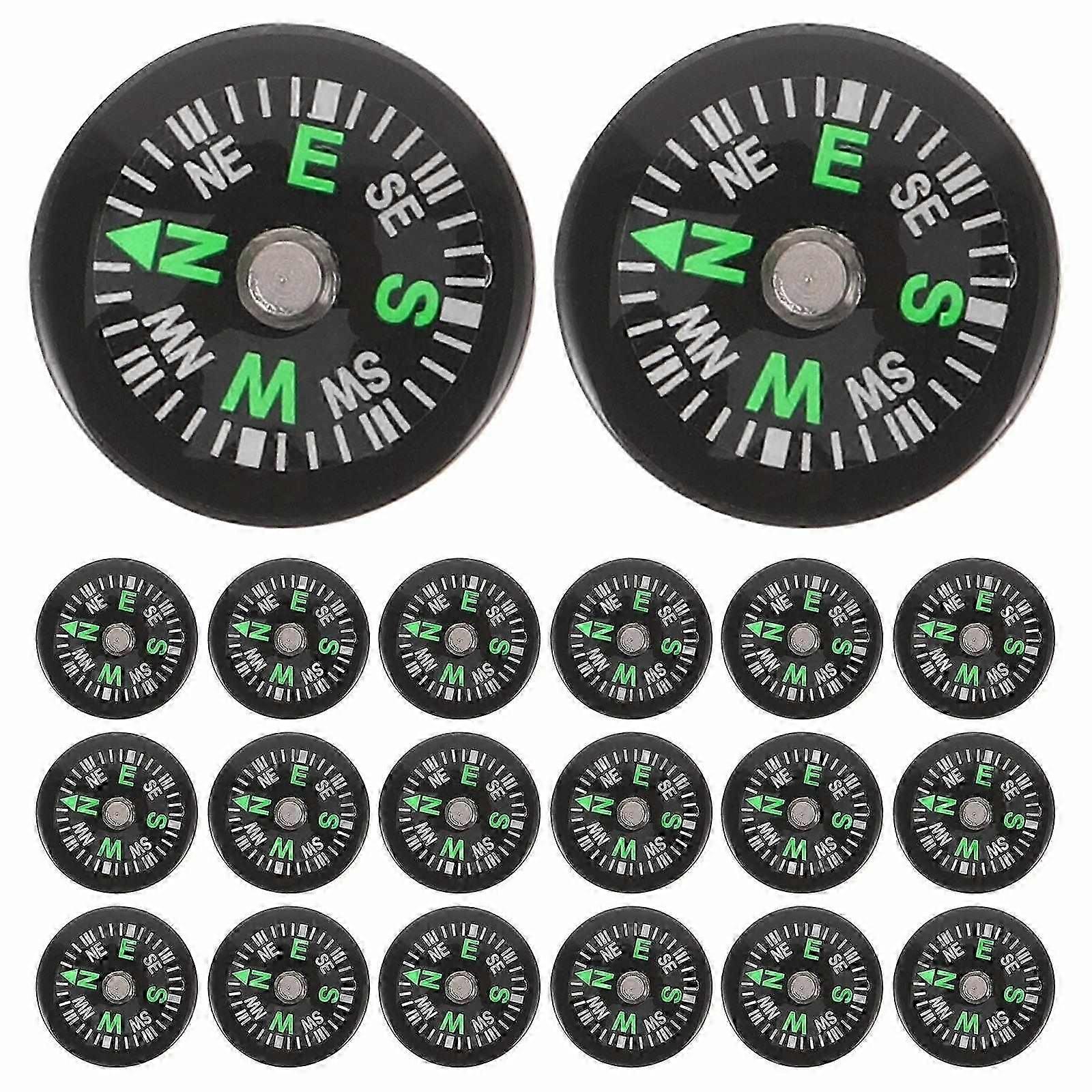 20pcs Mini Button Compass Set Pocket Sized Plastic Survival Tool Hiking Camping Navigation Essential