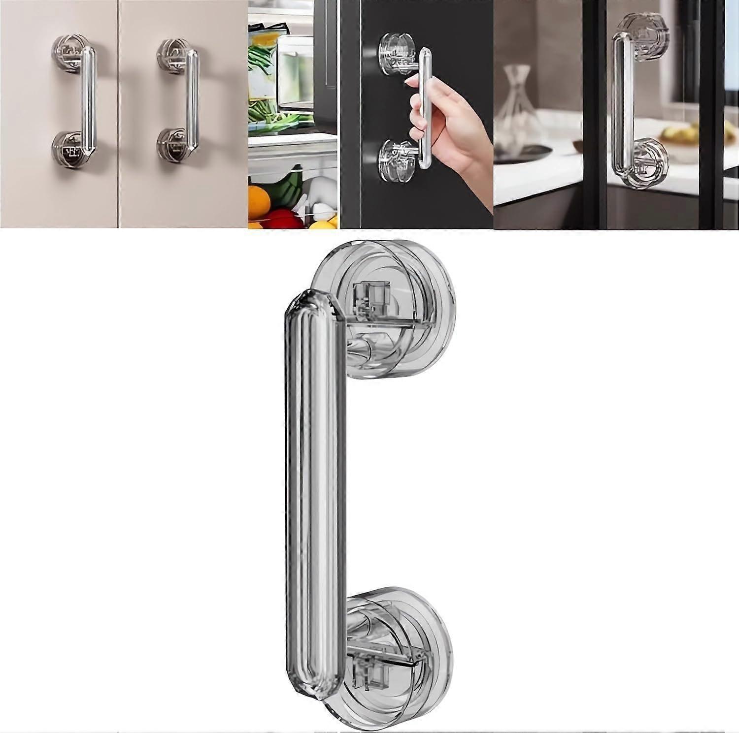 Suction Cup Door Handle with Diamond Design, Strong Grip, Waterproof Removable No Drilling Silver