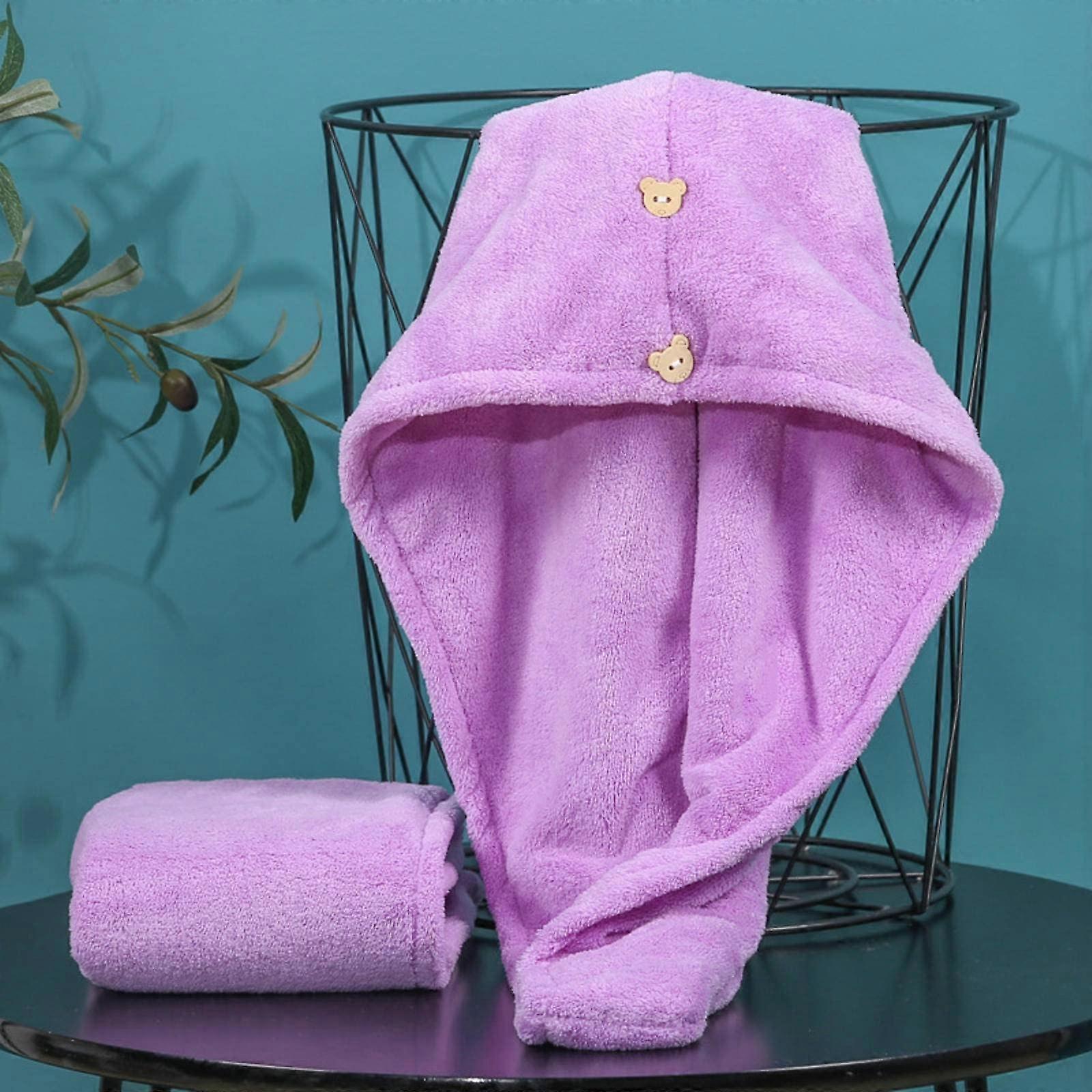 Hair Drying Cap Double Layer Coral Fleece Shower Cap Quick Absorption Full Head Coverage