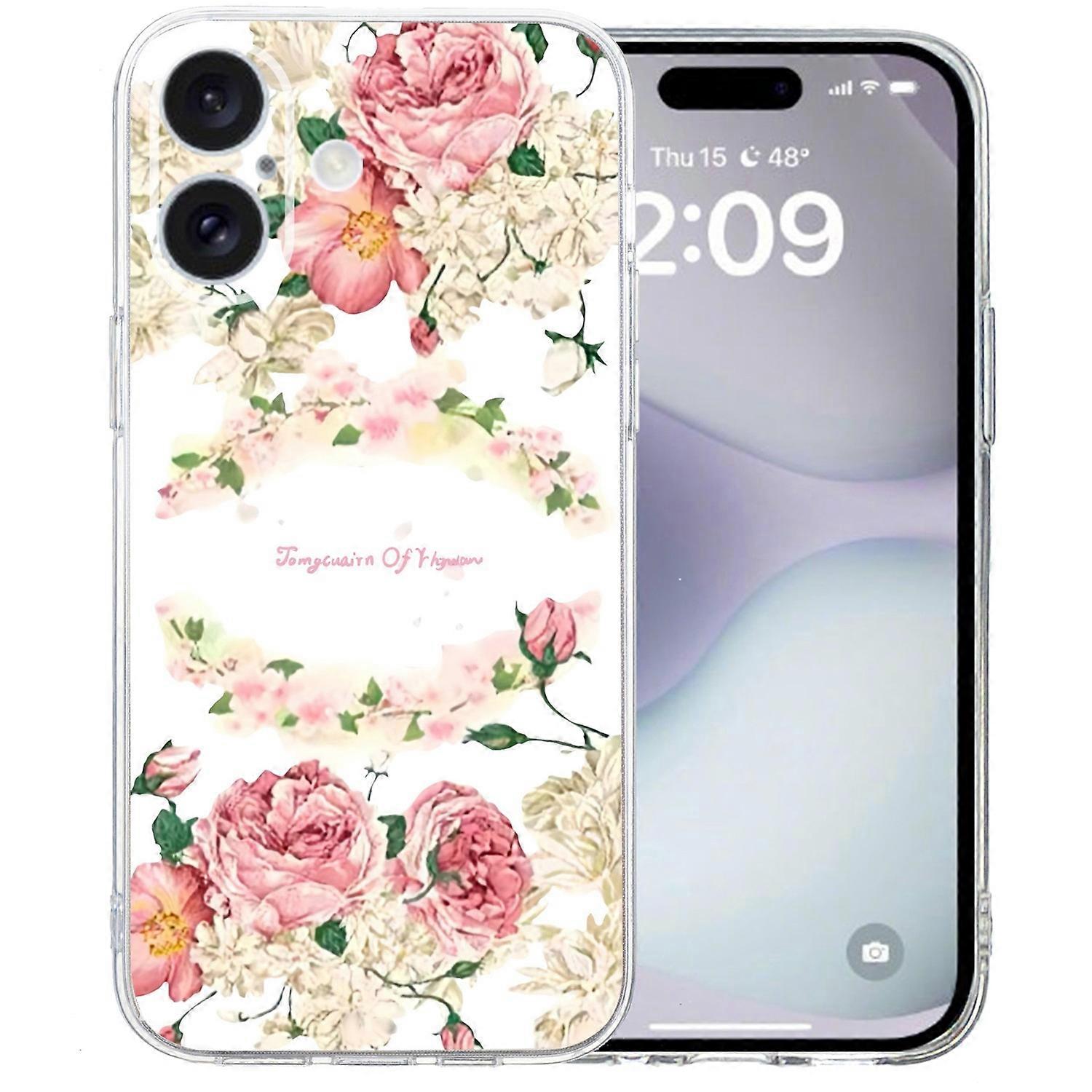 For iPhone 16 Case Soft TPU Pattern Printing Phone Cover with Transparent Edge