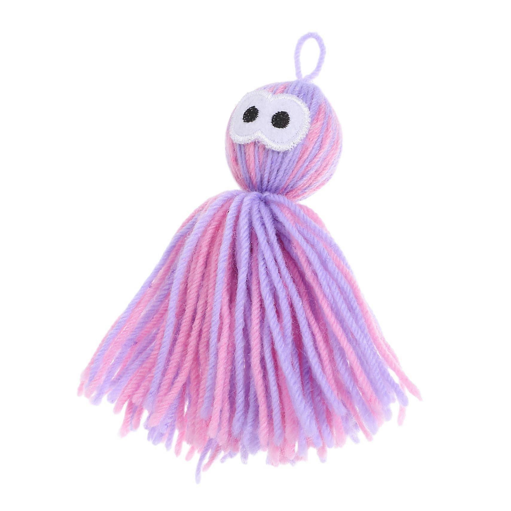 Cat Wand Toy with Replaceable Yarn Ball Head for Indoor Cats, Interactive Teaser in Violet