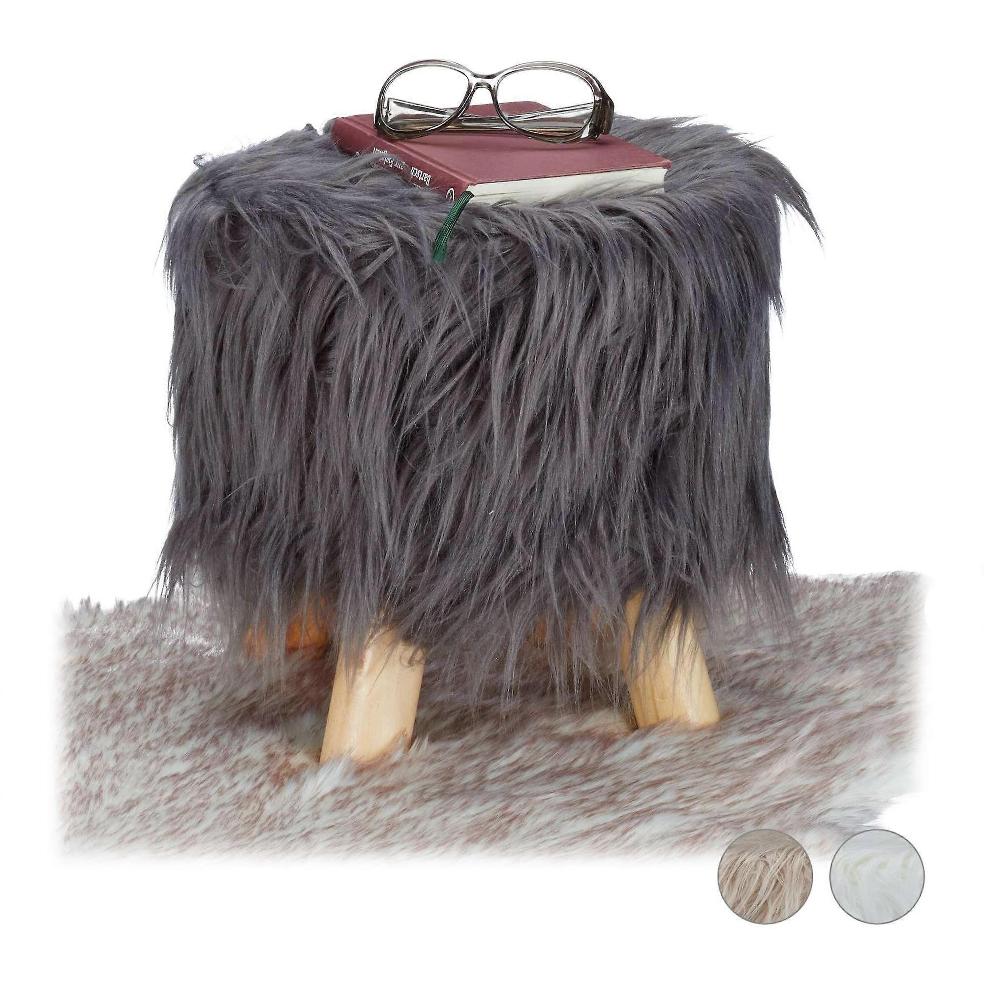 Faux fur footstool